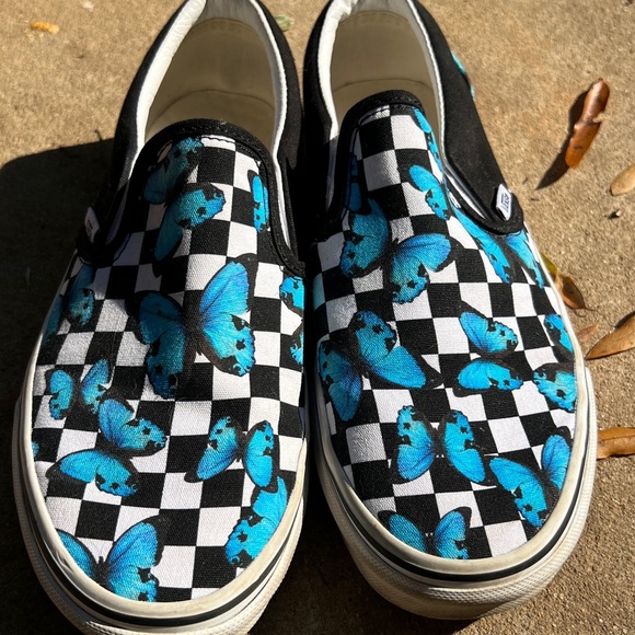 Vans classic checkered slip on shoes with butterflies SIZE 8 - Picture 4 of 7